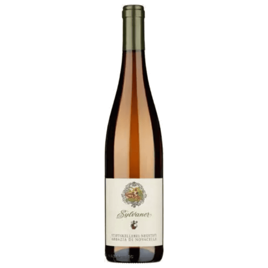 A bottle of Sylvaner white wine with a cream-colored label and a dark olive-green foil capsule, shown against a plain white background.
